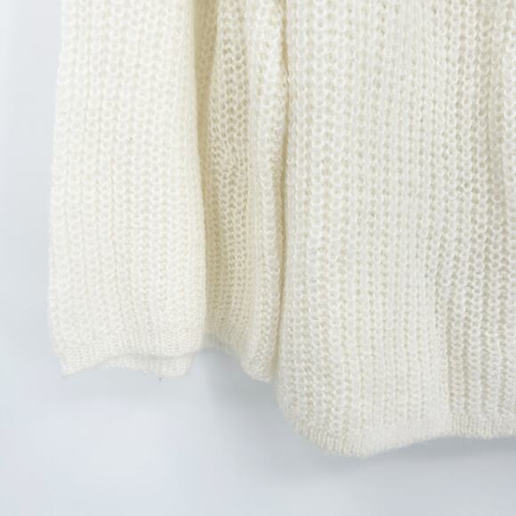 Project Naadam Womens Fall Preppy Open Knit Semi Sheer Sweater Size M‎ Ivory - Picture 3 of 5